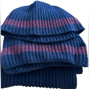 L. L. Bean Scarf + Hat Blue + Maroon Set